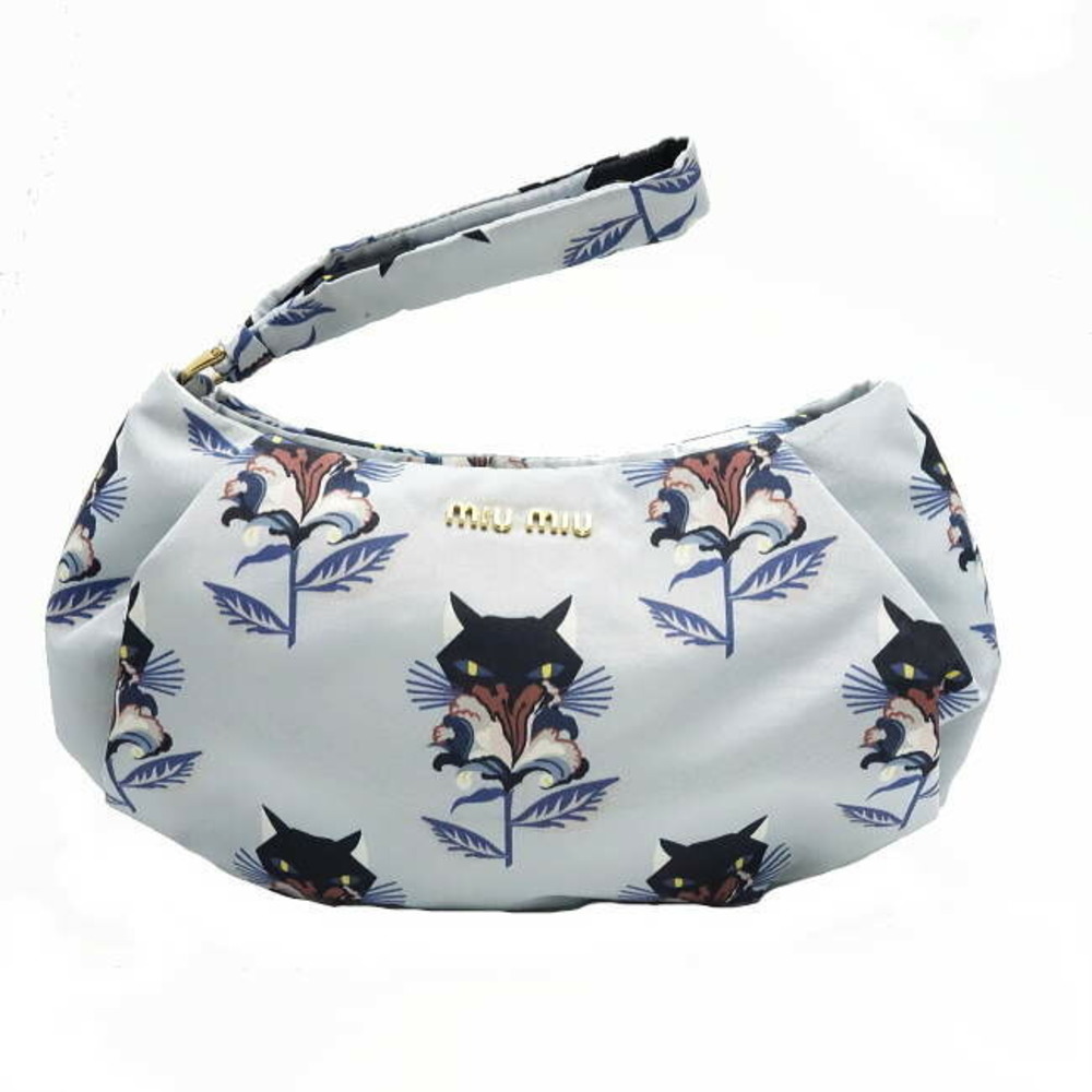 Miu Miu Pouch Cat Pattern Light Blue Multi - image 1